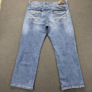 TK Axel Jeans Men 38x31 TAG-38x32 Slim Boot Blue Denim Fade Whiskered Cowboy